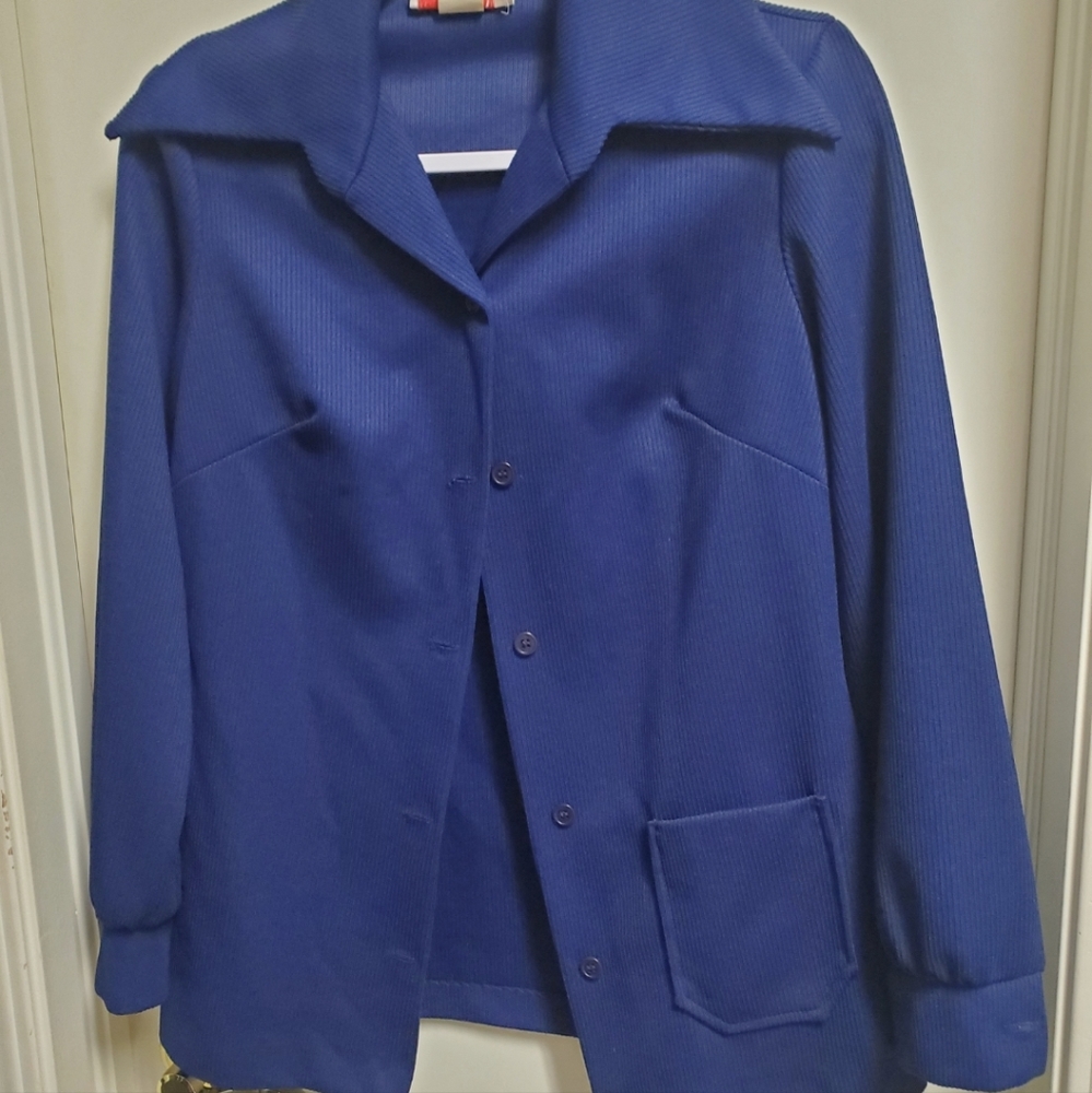 Vibrant Blue Button Down Disco Top